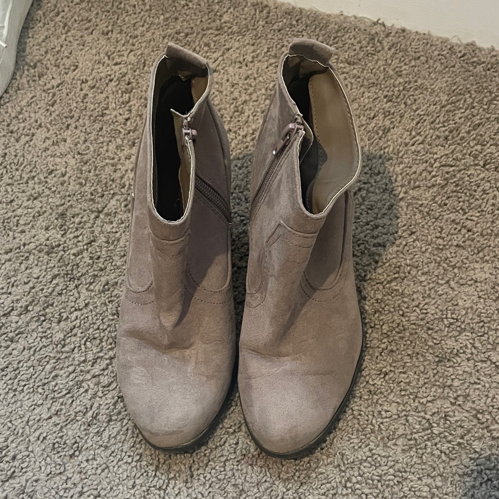 Qupid Taupe Ankle Booties